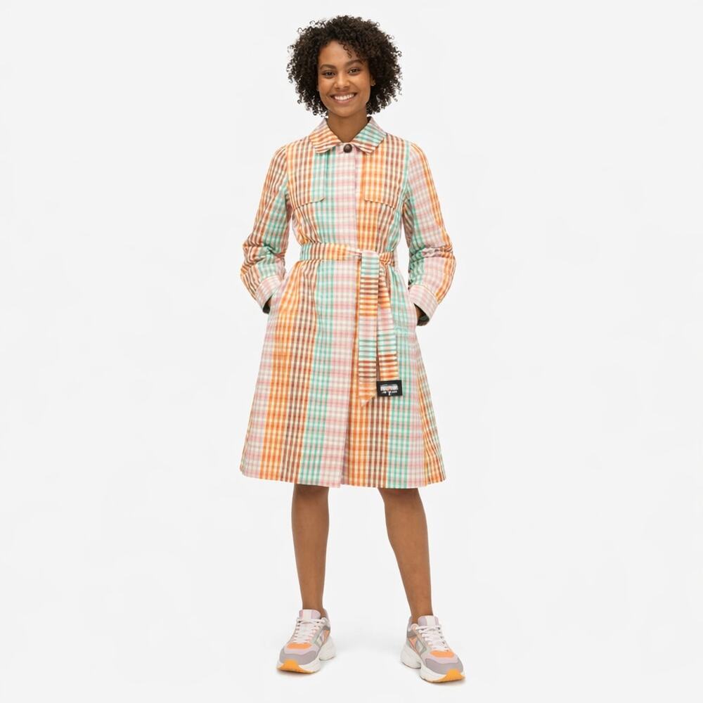 Kate Spade Women Trench Coat Size 6 Plaid Belted Preppy Spring Old Money Classic